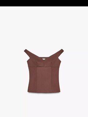 Zara Brown Off-Shoulder Structured Women's Top (Small and Medium)
